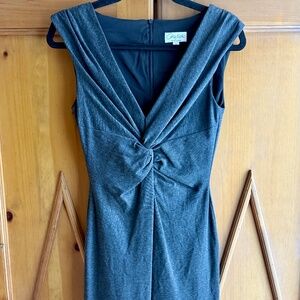 Amy Matto New York Twist Front Dress Charcoal Gray (Size 2)